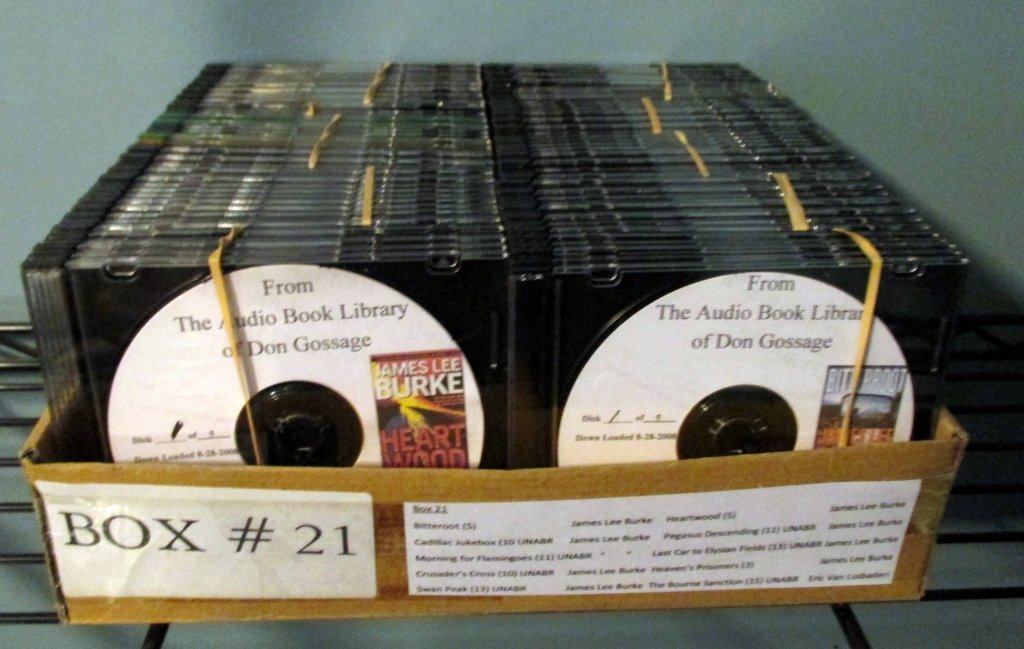 Audio Books on CDs: 96 CDs,10 books, authors James Lee Burke and Eric Van Lusbaderi. See attached photos for detailed listing.