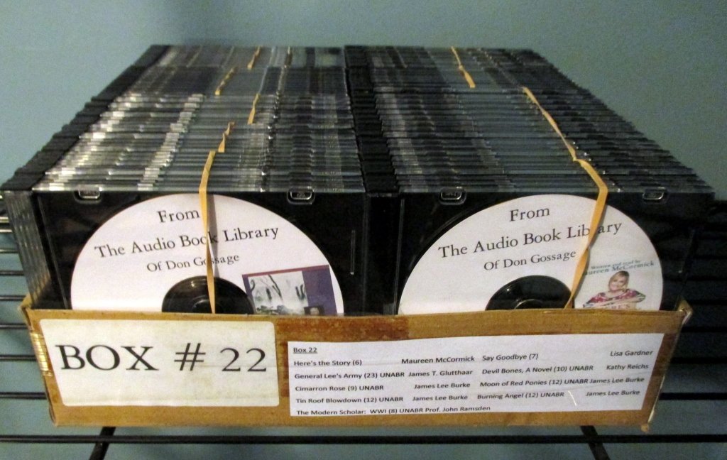 Audio Books on CDs: 99 CDs,9 books, Joseph T. Glutthaar's General Lee's Army, authors James Lee Burke, Kathy Reichs and more. See attached photos for detailed listing.