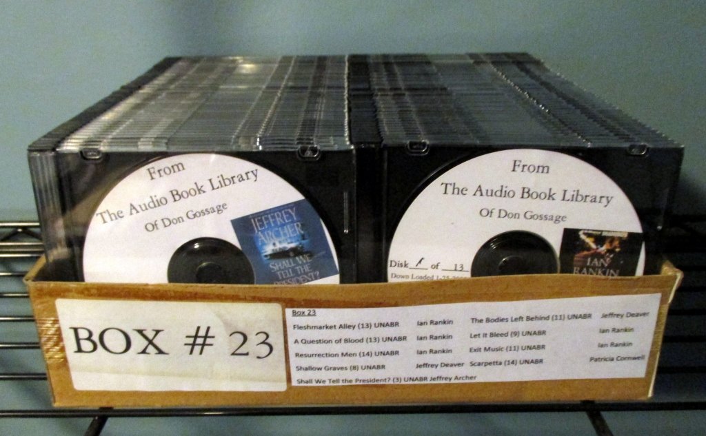 Audio Books on CDs: 96 CDs,9 books, authors Jeffrey Deaver, Ian Rankin, Patricia Cornwell. See attached photos for detailed listing.