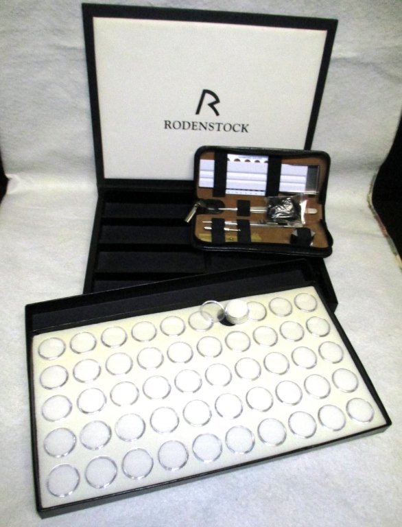 Gemstones Essential Kit & Cases: Fitted zipper case w/gemstone inspection tools w/covered gem display and covered large slot box.