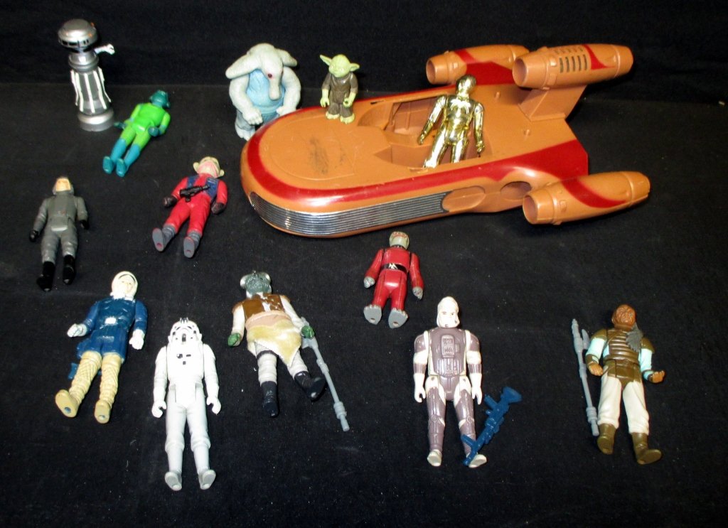 Star Wars Action Figures: more than 10, some w/weapons, also land cruiser.