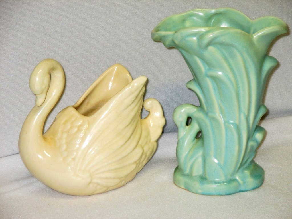 McCoy Swan Vase & Unmarked Swan Planter
