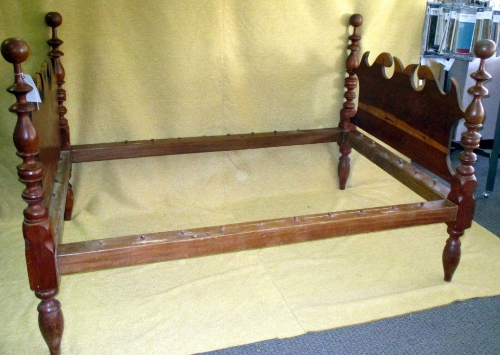 Vintage Cherry Cannonball 3/4 Rope Bed: Turned headboard and footboard.