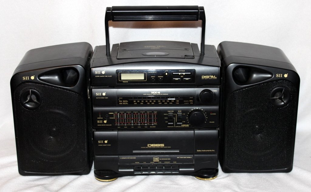 Seiko Stereo Compact Disc Player: AM FM stereo tuner, equalizer, cassette deck, Model MX-4, DBBS SII.