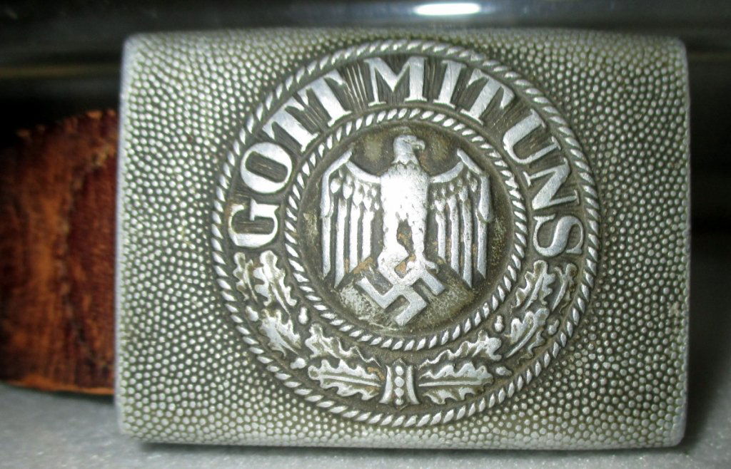 WWII German Belt Buckle: Enlisted or NCO German Army buckle Saying God for Us.