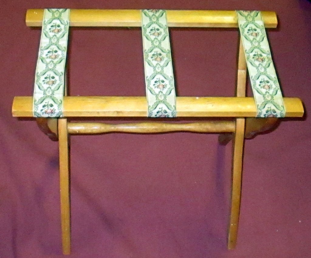 Luggage Rack: Maple w/embroidered bands.