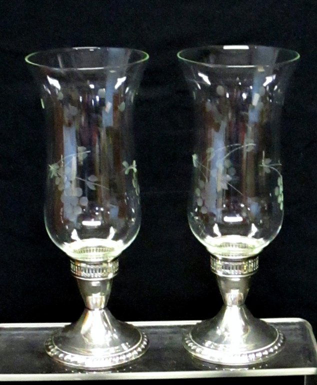 Sterling Candle Holders w/Etched Hurricane Globes Nov 15, 2014
