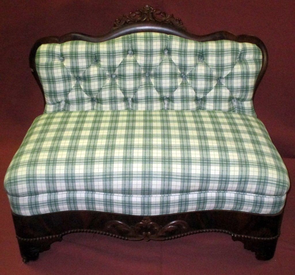 Victorian Settee: 42" wide x 35.5" center back height.