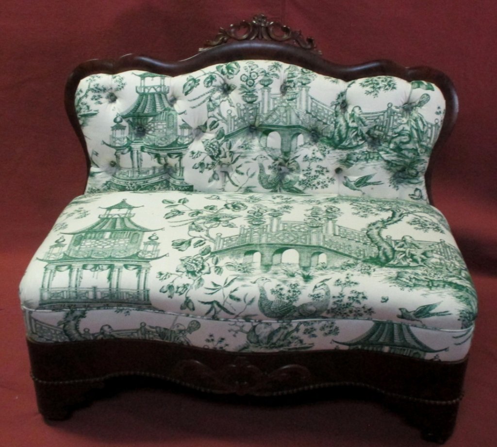 Victorian Settee: 42" wide x approximately 35.5" center back height.