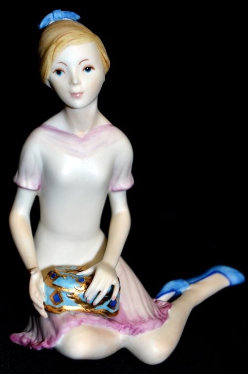 Cybis Figurine Girl w/Jewel Box: 4.5" tall.