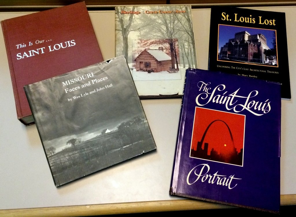 St. Louis, MO Themed Books: Books inc. This Is Our...St. Louis, Missouri Faces and Places, St. Louis Lost, The Saint Louis Portrait and Heritage of the Creve Coeur Area w/auto pen signed Gerald Ford letter. Dust jackets with dam