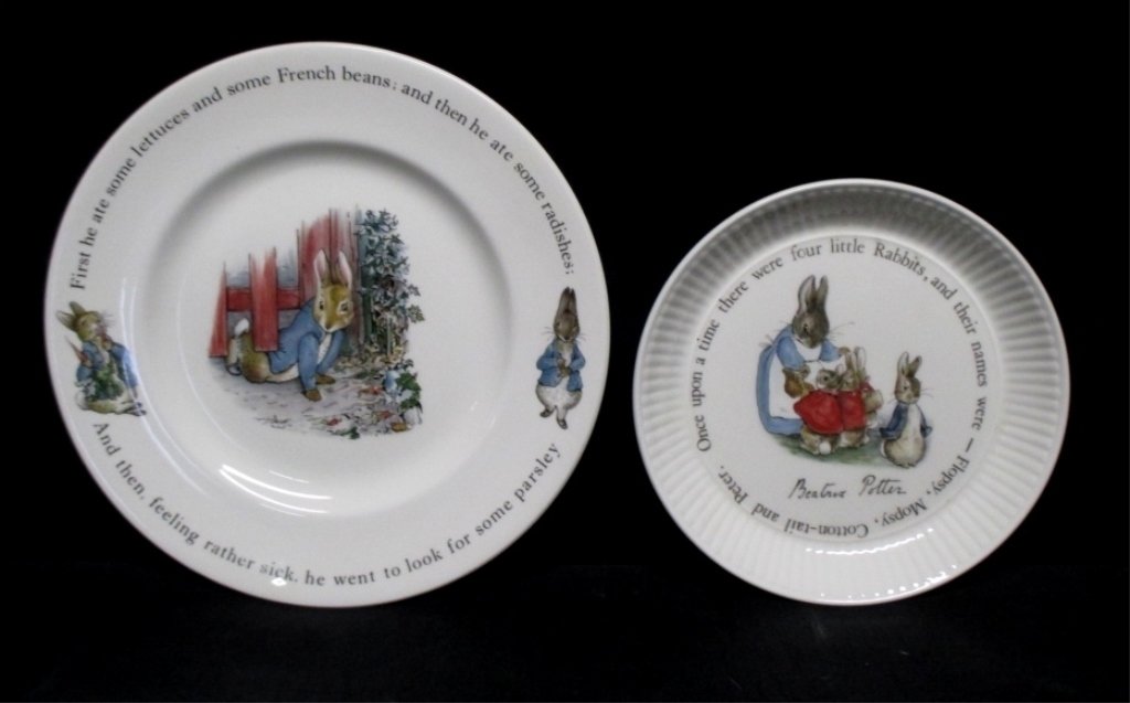 Two Beatrix Potter Peter Rabbit Wedgwood Plates: 6" and 8" diameter.