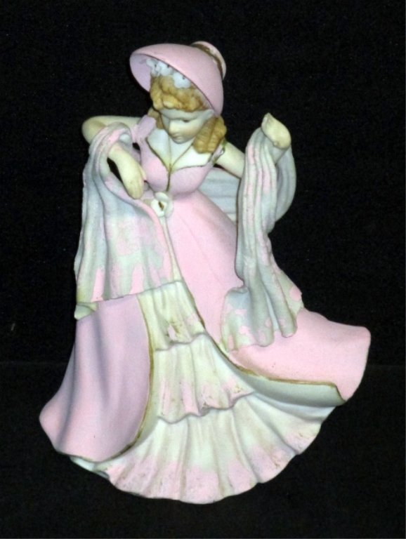Lefton Victorian Lady in Pink Figurine: KW462, 6.25" tall.