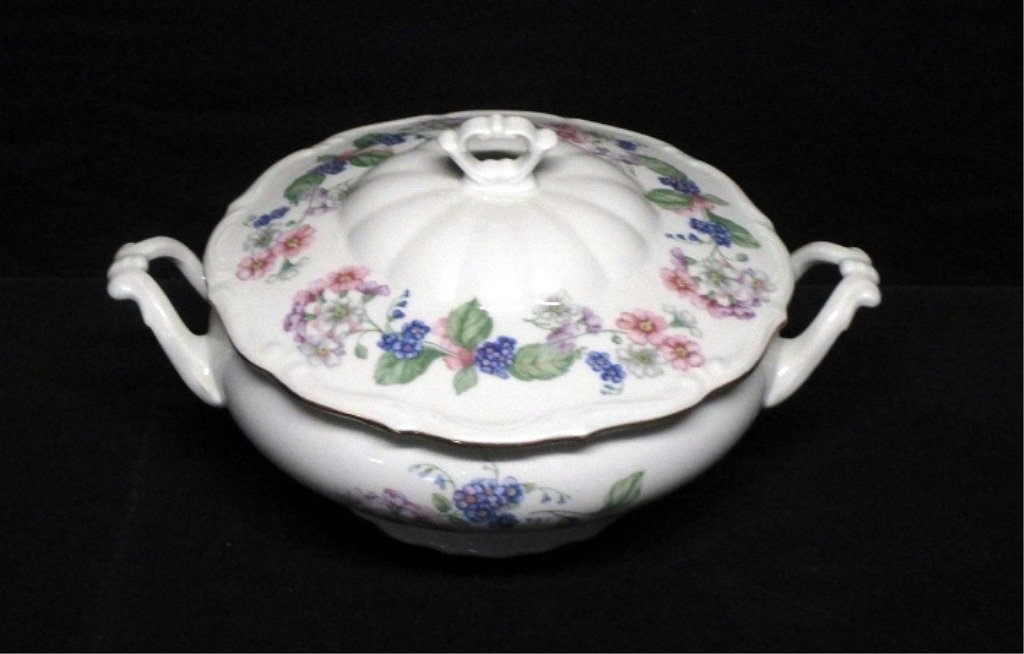 Walbrzych Covered Casserole w/flowers & Berries: Made in Poland, 11.25" diameter x 6.25" tall.