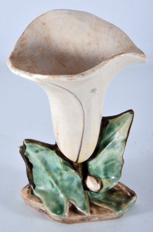 McCoy Lily & Leaves Bud Vase: 8" T. Expected wear.