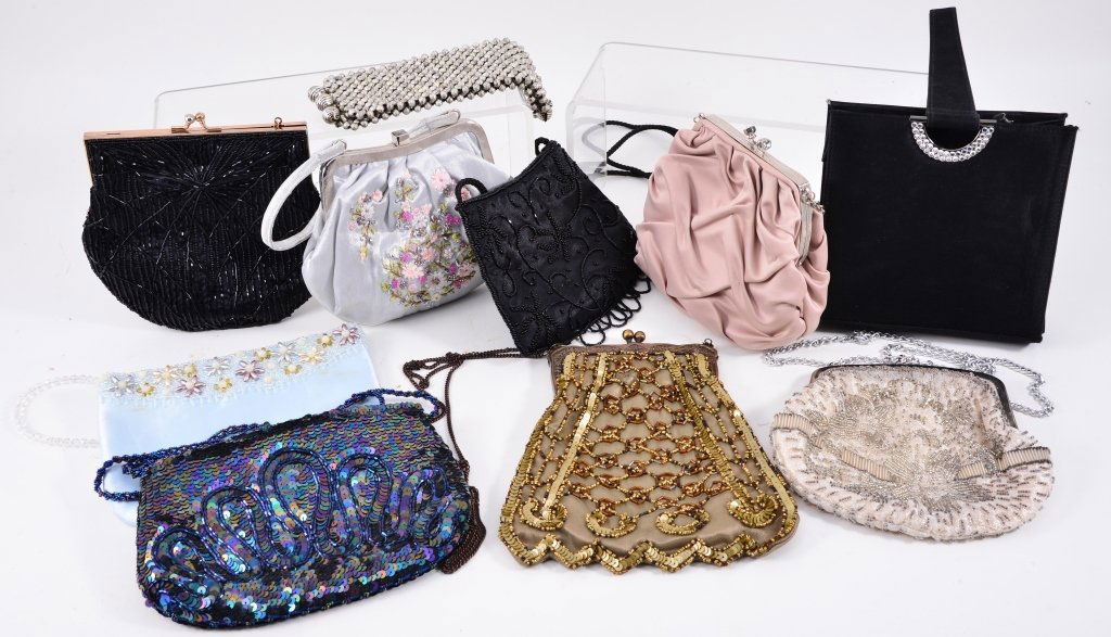 Ladies Evening Handbags & Collar: Fabric and bead.