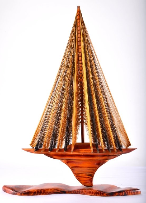 Wooden Ship Model: 25" T.