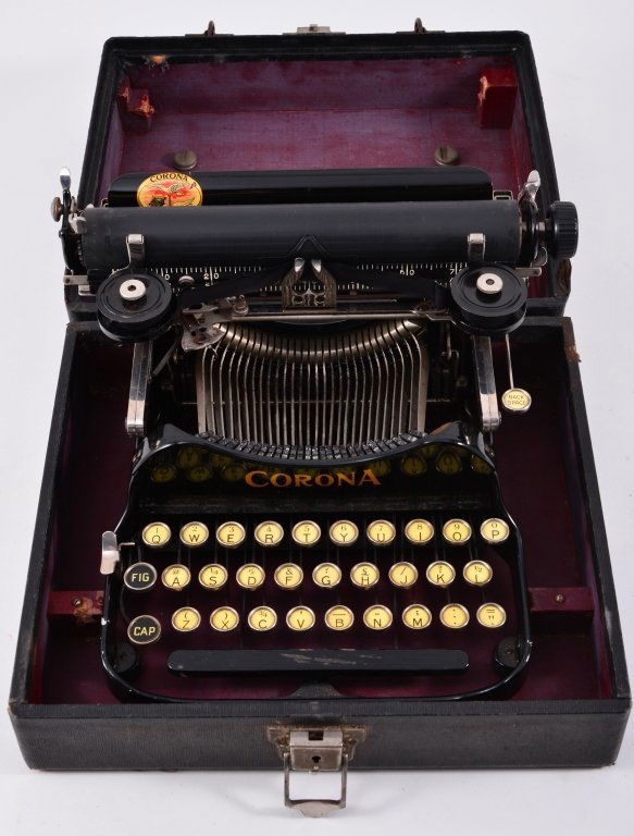Antique Corona Portable Typewriter: Patented 1904 & 1910, near perfect condition, some mars to space bar.