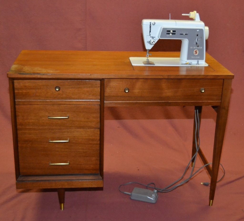 Sewing Cabinet w/Singer Sewing Machine: 43.5" x 20" x 31" T.