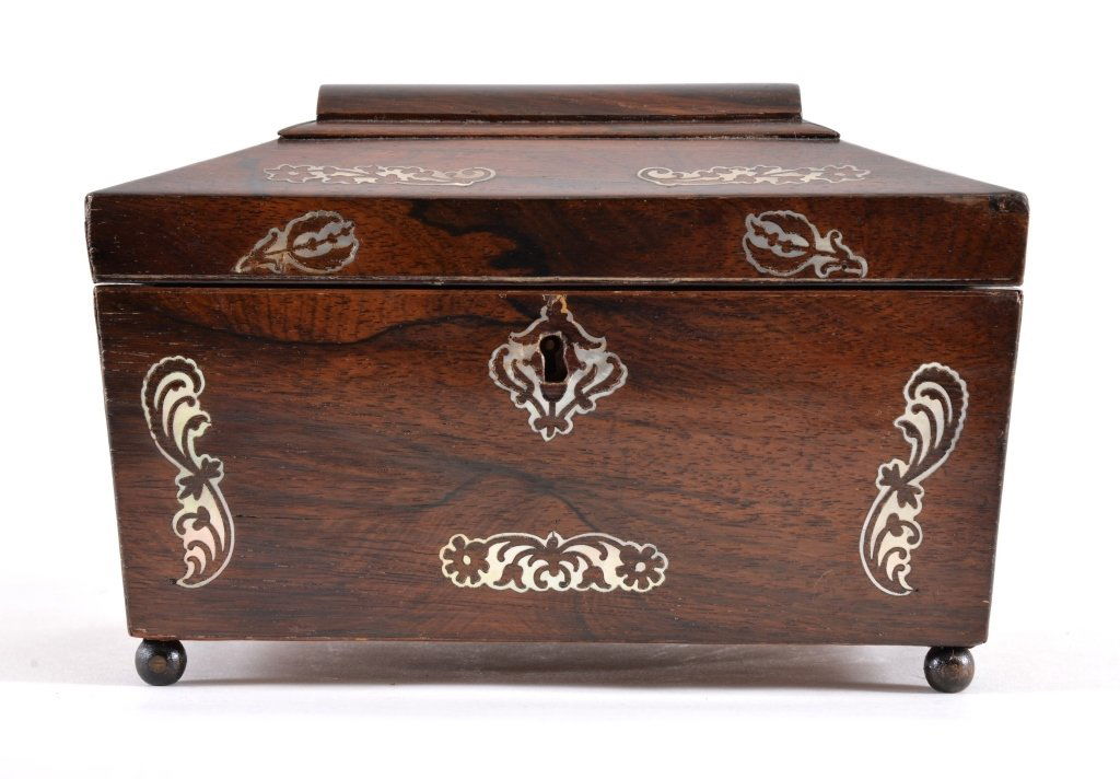 Mother of Pearl Inlaid Vintage Tea Caddy (1 of 3)