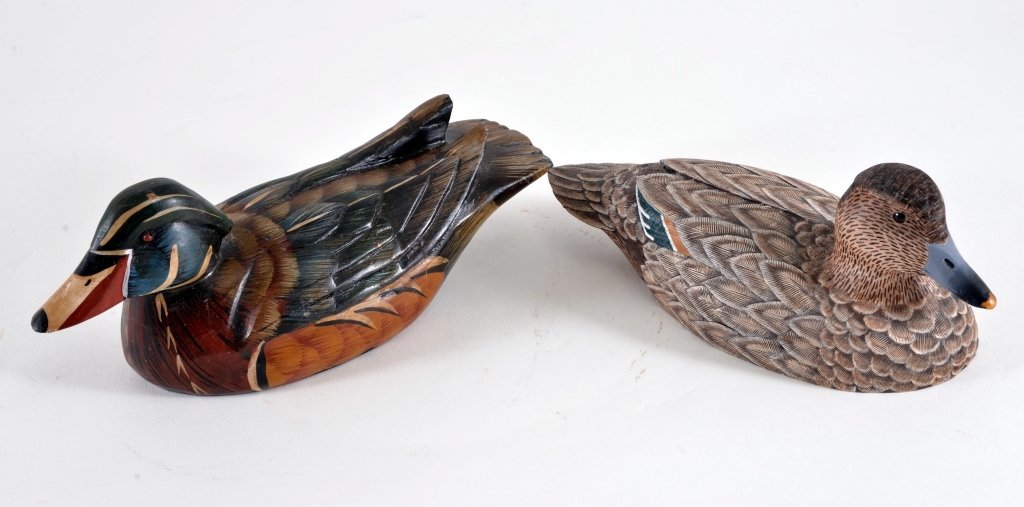 Two Wooden Decoys One Signed (1 of 3)