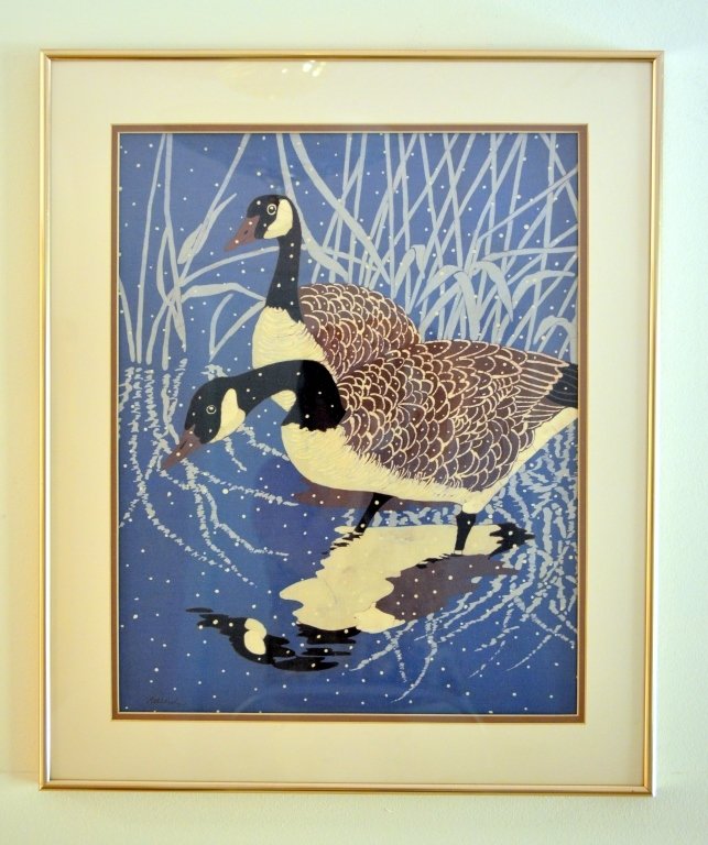 Framed Fabric Art of Geese (1 of 2)