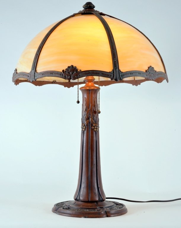 Vintage Miller Leaded Slag Glass Shade Lamp (1 of 4)