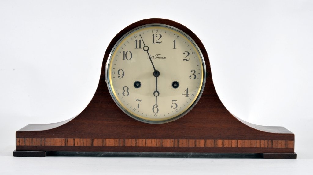 Mahogany Seth Thomas Napoleon Hat Clock w/Key (1 of 1)
