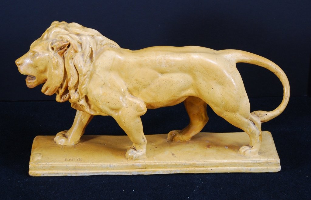 Barye Ceramic Standing Lion on Platform (1 of 4)