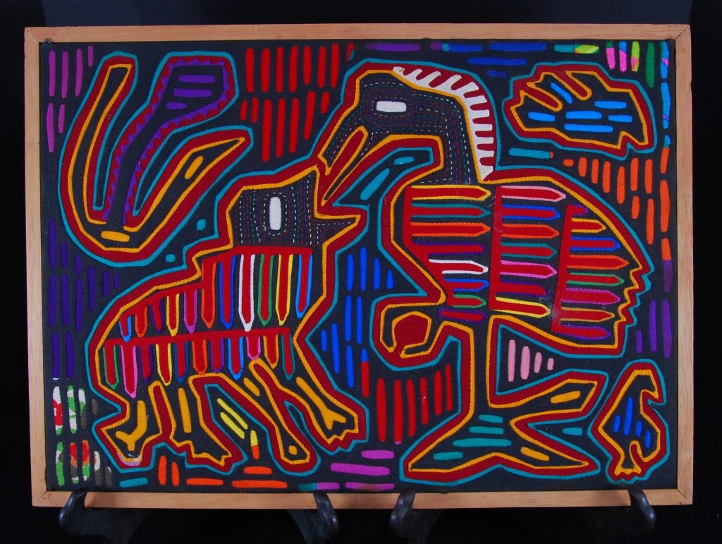 Hand Stitched Panamanian Bird & Animal Mola (1 of 1)