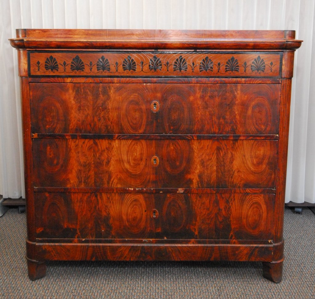 Antique Burl Wood Chest w/Painted Decoration (1 of 6)