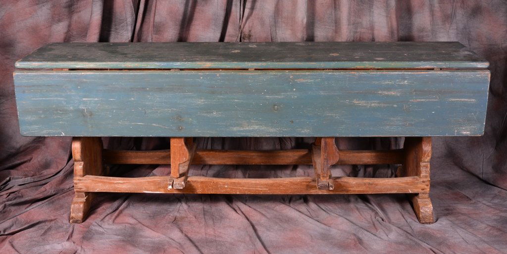 Vintage Long Painted Drop Leaf Table (1 of 4)