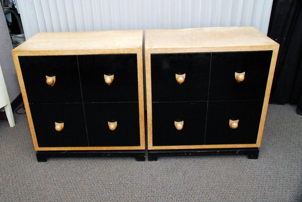 Pair 2-Drawer Art Deco Style Cabinets (1 of 3)