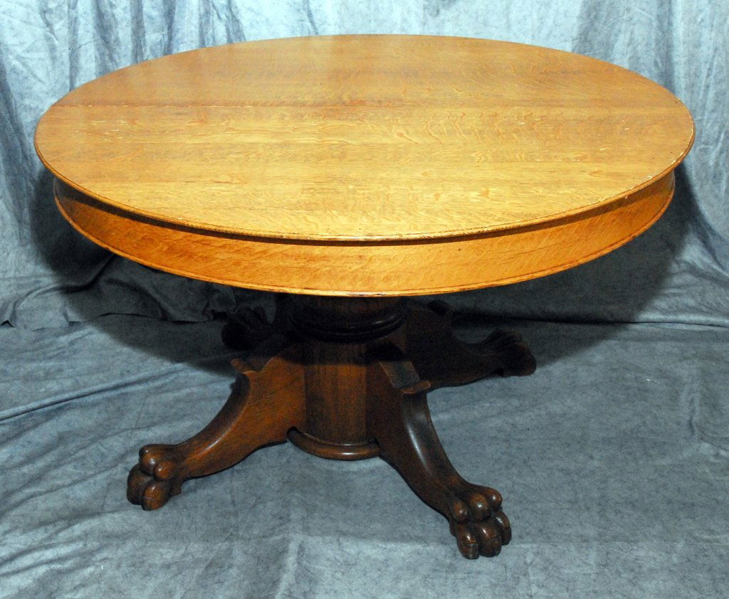 Oak Kitchen Table w/Large Paw Feet (1 of 3)