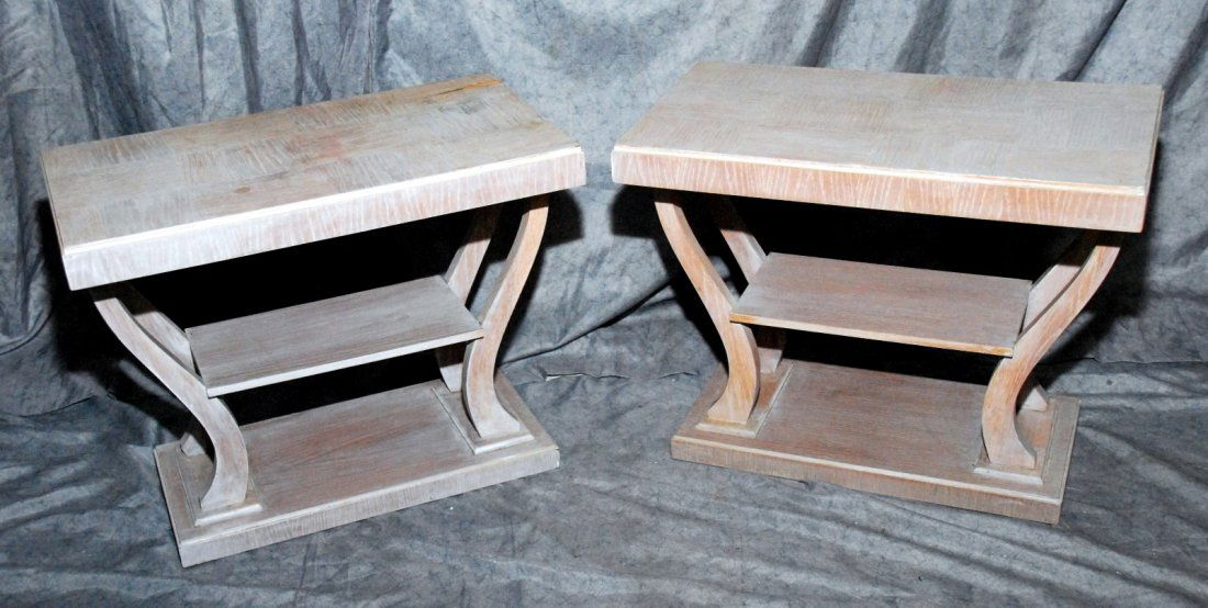 Pair Whitewashed Tier Tables (1 of 3)