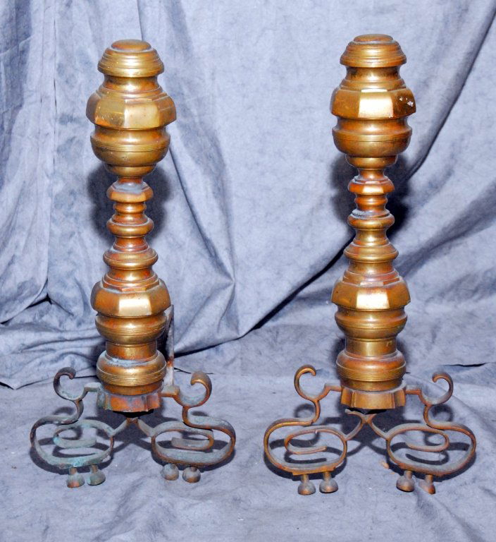 Large Brass Andirons (1 of 2)