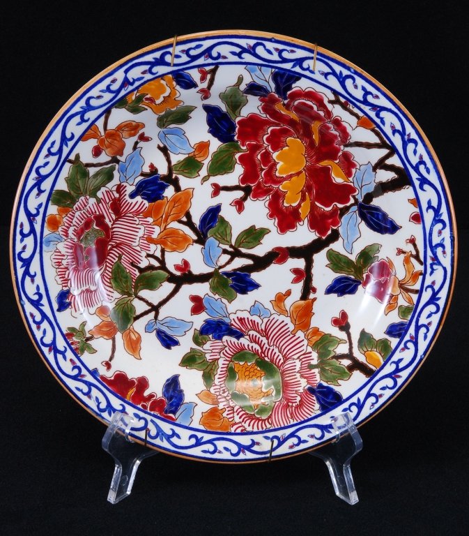 Hand Decorated French Gien Bowl: 10" D.