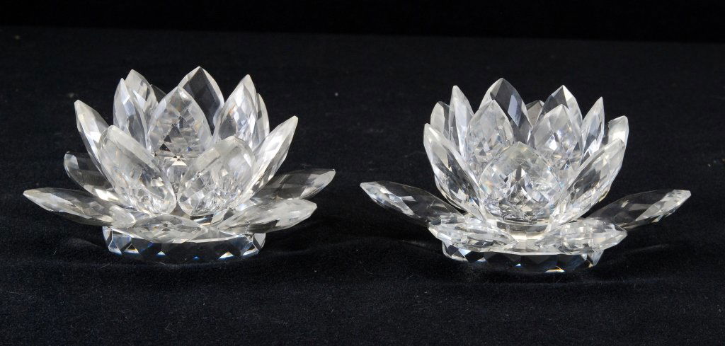 Pair Faceted Petal Crystal Candle Holders (1 of 3)