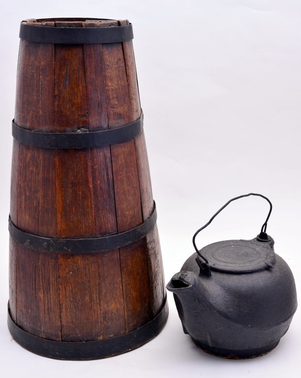 Cast Iron Kettle and Stave & Metal Band Churn Base (1 of 3)