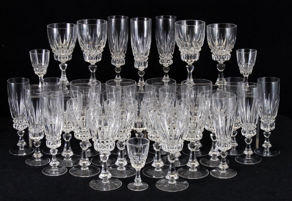 33 Pieces Cut Glass Stems: Inc. 9 water, 10 wine, 11 champagne flutes, 3 liquors.