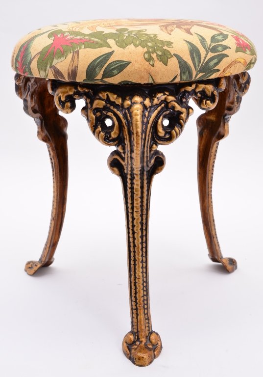 Metal Frame Stool: 13" diameter x 16.5" tall.