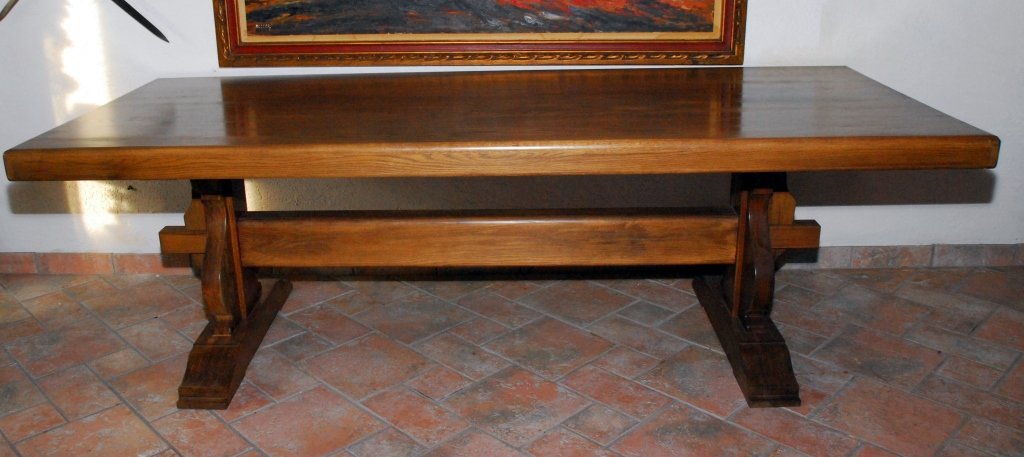 Large Trestle Oak Dining Table (1 of 1)