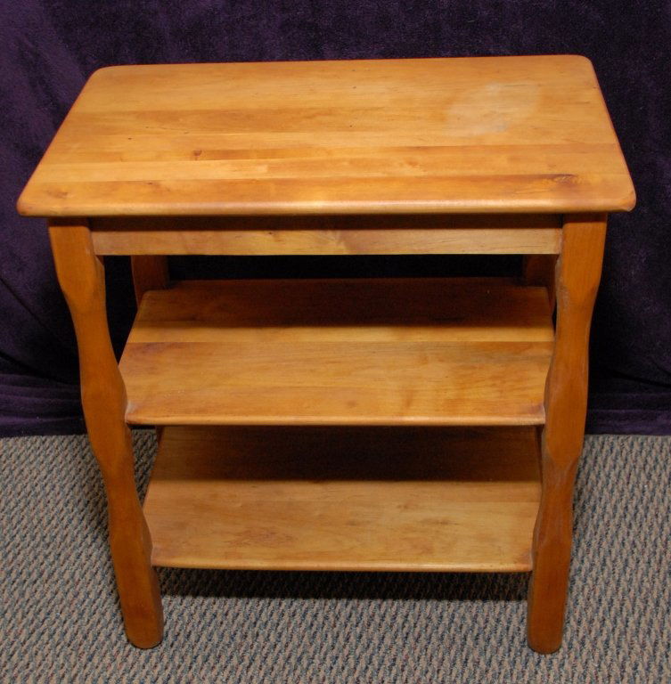 Natural Pine Side Table w/2 Lower Shelves (1 of 3)