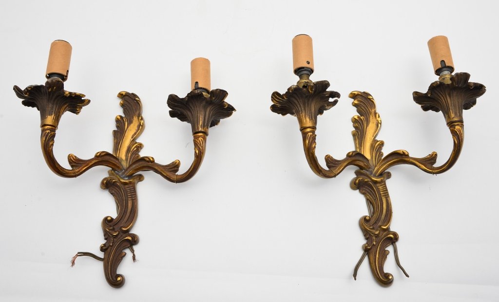 Pair Brass Electrified Wall Sconces (1 of 1)