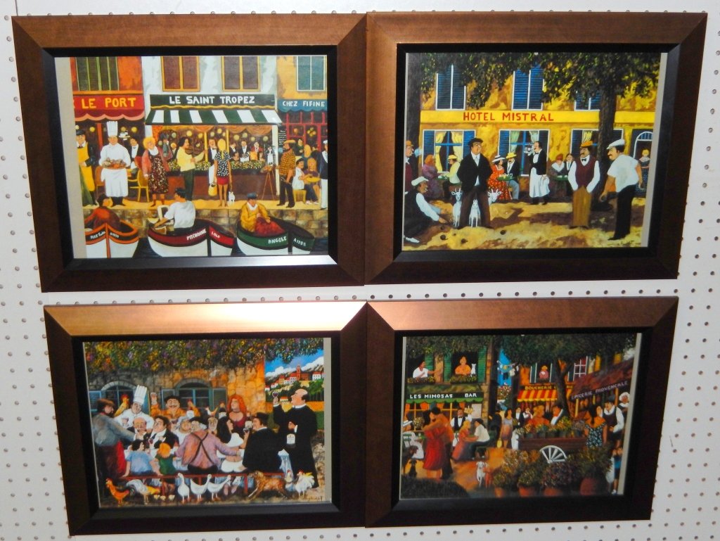 Four Framed French City & Country Scene Prints (1 of 6)