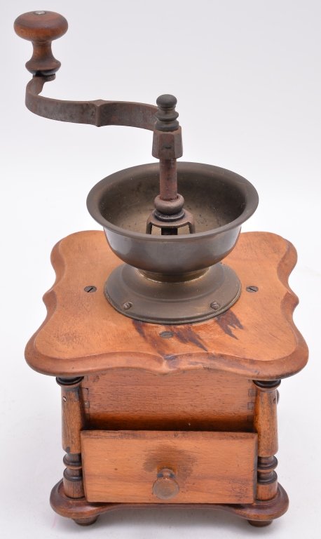 Belgium Coffee Grinder: Note on bottom bought in Brussels, Belgium, 11" tall.
