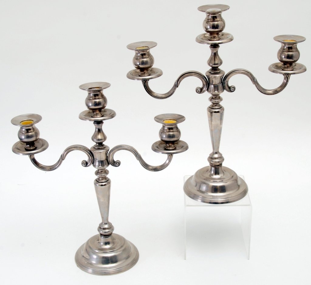 Pair Silver 3-Light Candelabra (1 of 2)