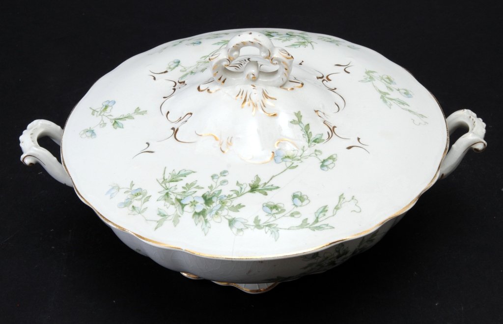 Semi-Vitreous Double Handled Casserole: 11" handle to handle. Crackle glaze, crack on lid.