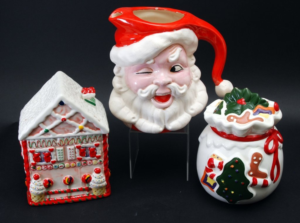 Christmas Santa Pitcher & 2 Cookie Jars (1 of 4)