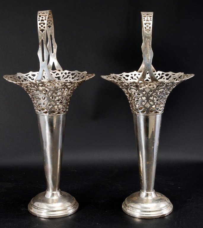 Pair Tall Silverplate Baskets (1 of 2)